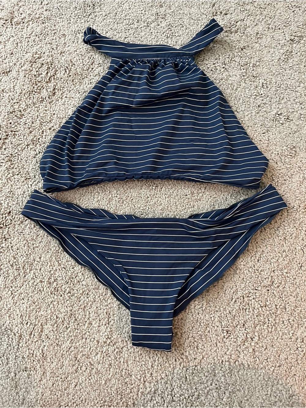 Boys + Arrows Navy and White Striped Bikini Set